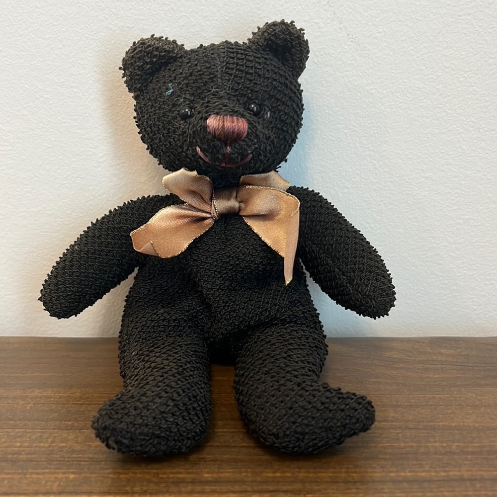 Rich Vintage Teddy Bear With a Scarf Glass Eyes size 7.75”, Cute Vintage